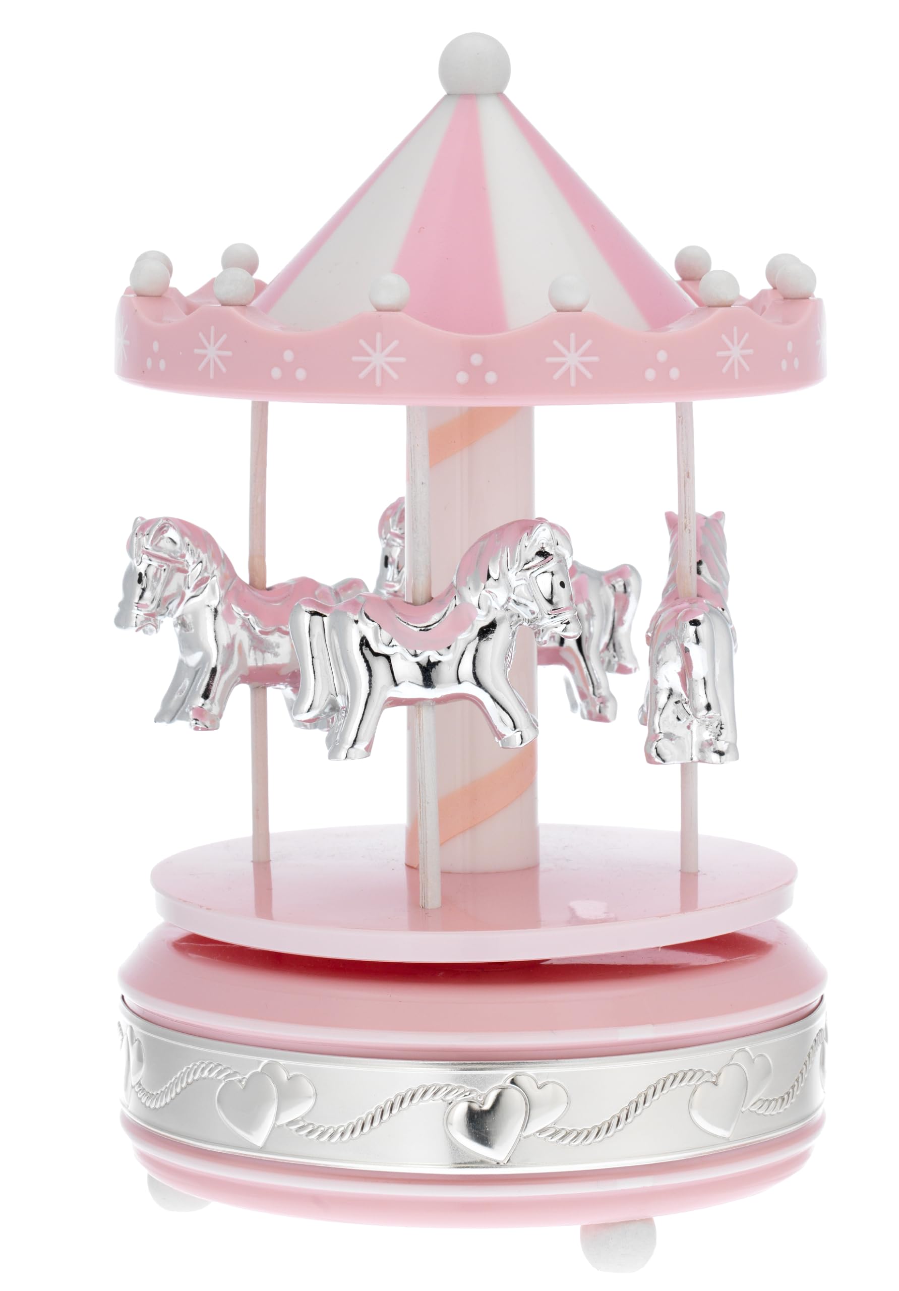 Giostra Di Bagutta. Giostra In Materiale Acrilico Con Cavalli Rosa E Fascia Argento. La Referenza È B 4201-01 R.