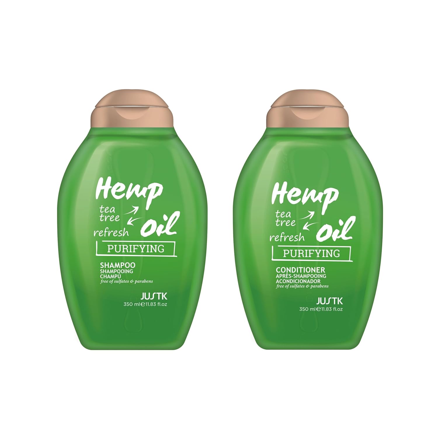 Justk Shampoo and Conditioner Set, Sulfate Free Tea Tree Shampoo & Conditioner Set, Shampoo and Conditioner Contains hemp oil, Freshness For Hair and Scalp