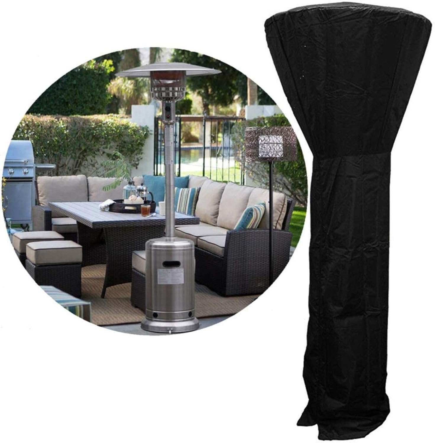 SHINsuke Patio Heater Cover, Standup Outdoor Heater Cover Waterproof 210D Oxford with Full Length Zipper, Patio Outdoor Furniture Covers, Black (90" H x 41" D x 27" B)