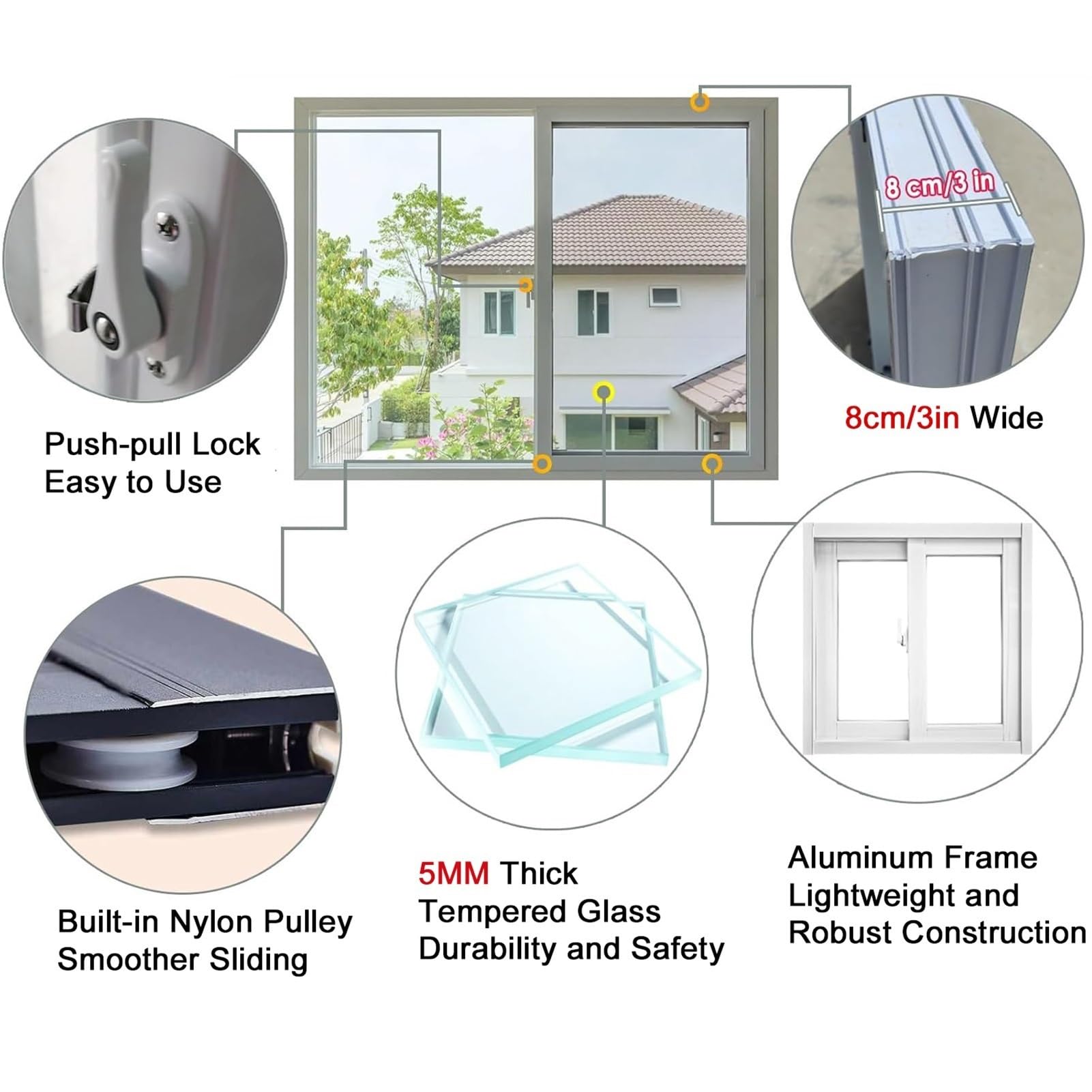 Horizontal Sliding Window Sizes 20 24 28 32 36 40 44 48 50 Inch Wide ...