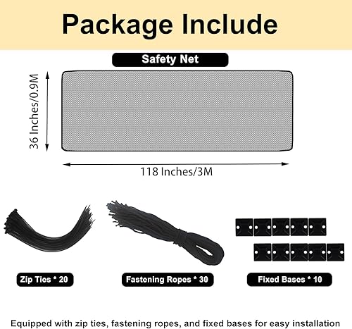 Miniatura 3 de Barandilla de 10 x 3 pies de grosor, red de seguridad para balcón para niños, mascotas, protección de balcón para mascotas, red de riel para balcón,