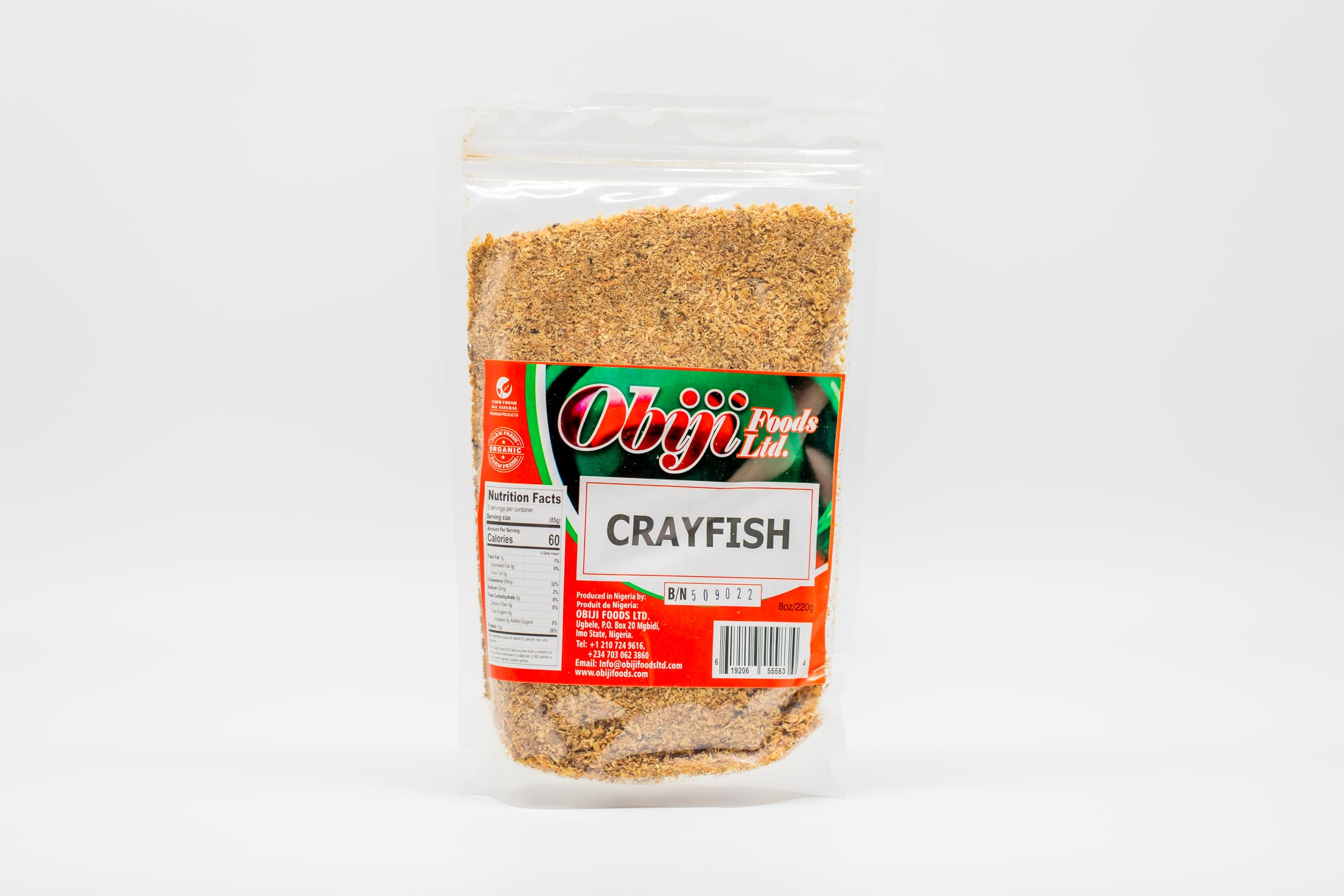Obiji Premium Quality Crayfish. Dried, Ground. 8 oz
