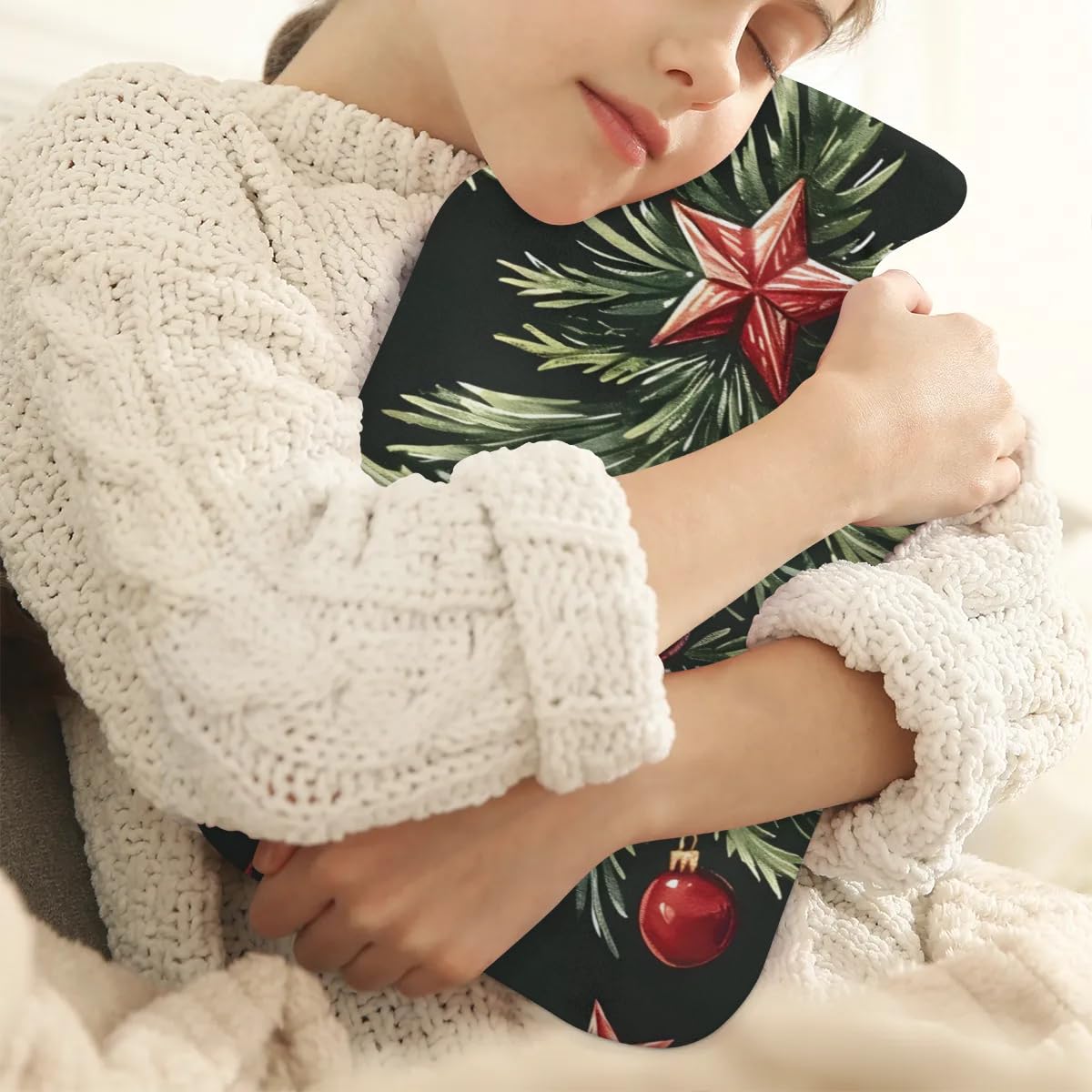 Hot Water Bottle with Soft Cover,2L Glitter Tree Christmas Hot Water Bag for Hot and Cold Compress, Hand Feet Warmer, Rubber Hot or Cold Water Bottle Halloween Christmas Decorations