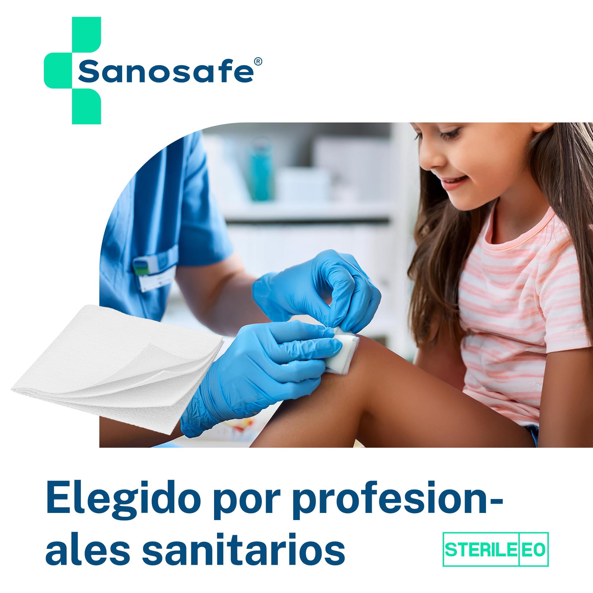 Gasas Estériles no tejidas 10x10 cm 100 unidades | Para el cuidado de heridas | Suaves, absorbentes y sin pelusa