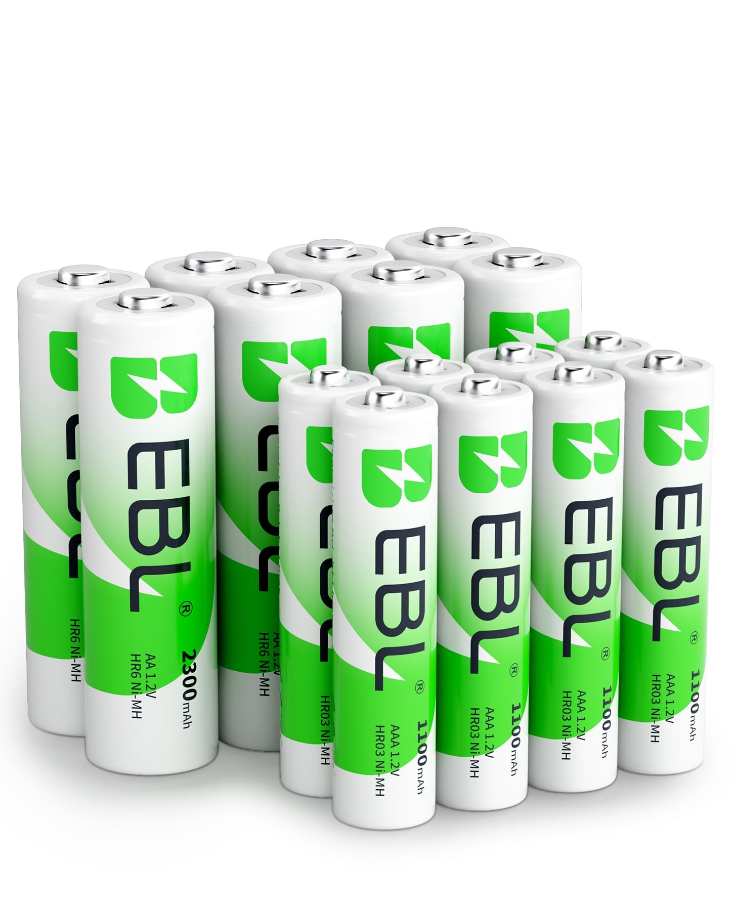 EBL Lot de 16 Piles Rechargeables AA AAA Ni-MH 1.2V HR6 HR03