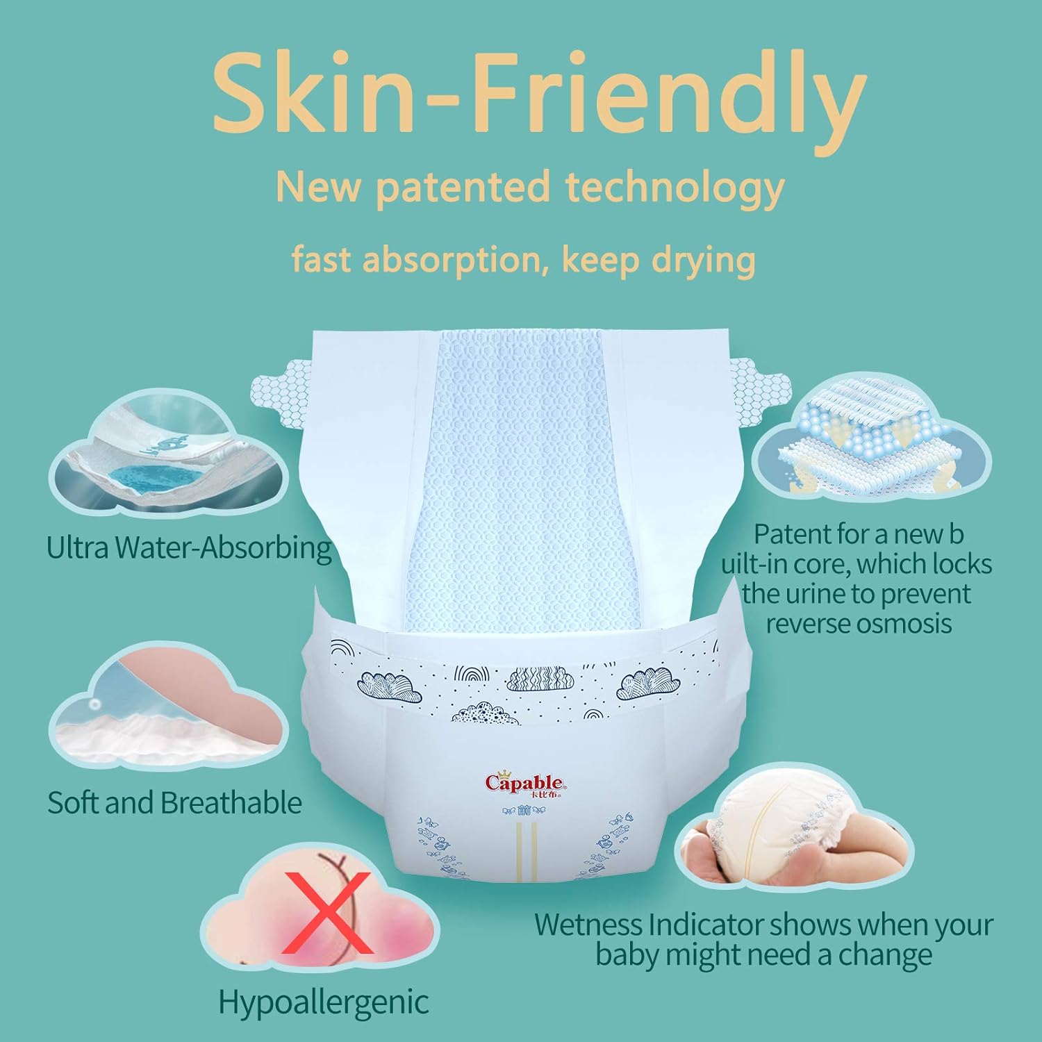 Buy Capable Newborn Diapers, Triple LeakProof Baby Diapers with