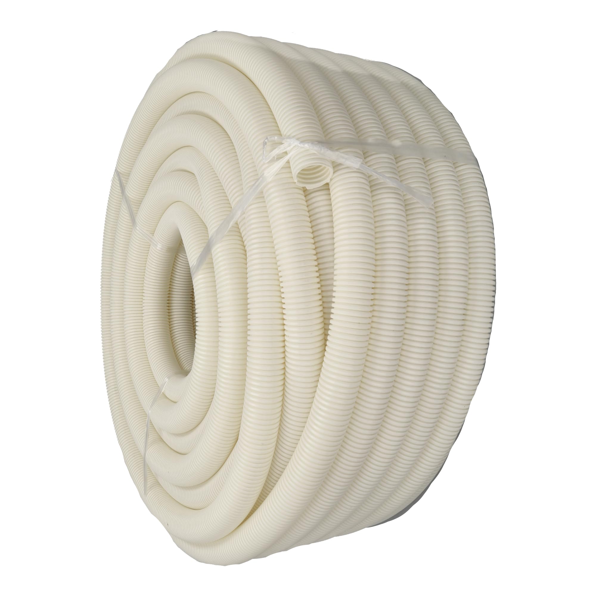 Jandei - Tubo Corrugado de Conducción de Cableado Sin Ranura. Bobina 50m. Manguera Protectora de Cables PVC Blanco (20mm)