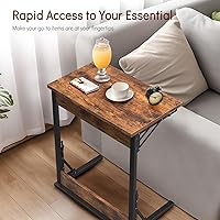 Vista 4 de Tatub Juego de 4 mesas auxiliares plegables en forma de C de 24 pulgadas, escritorio lateral pequeño para sofá y computadora portátil, mesa
