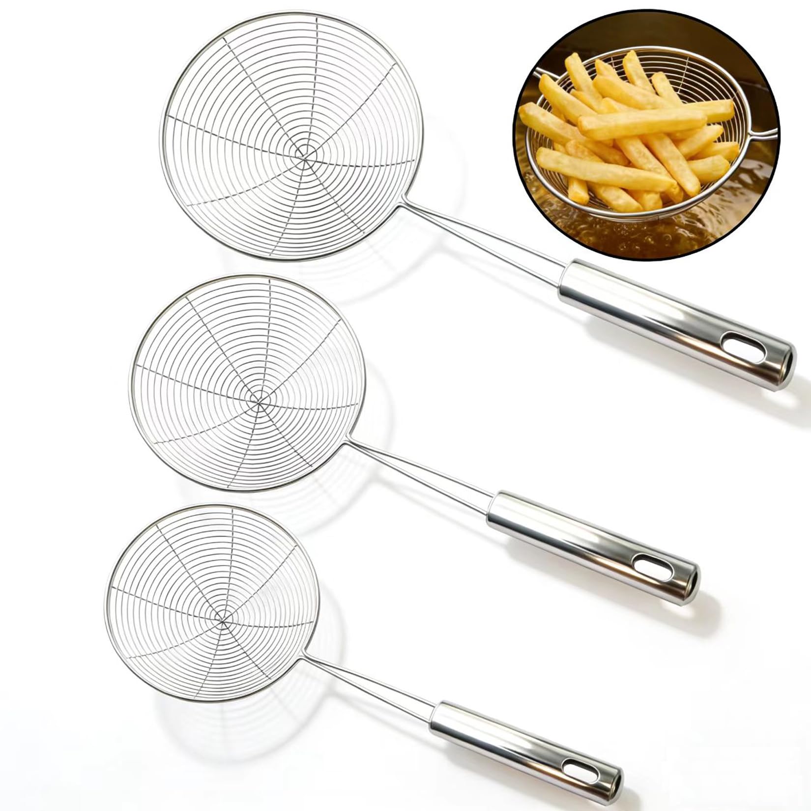 Markeny Edelstahl-Schaumlöffel mit Griff, 3 Größen