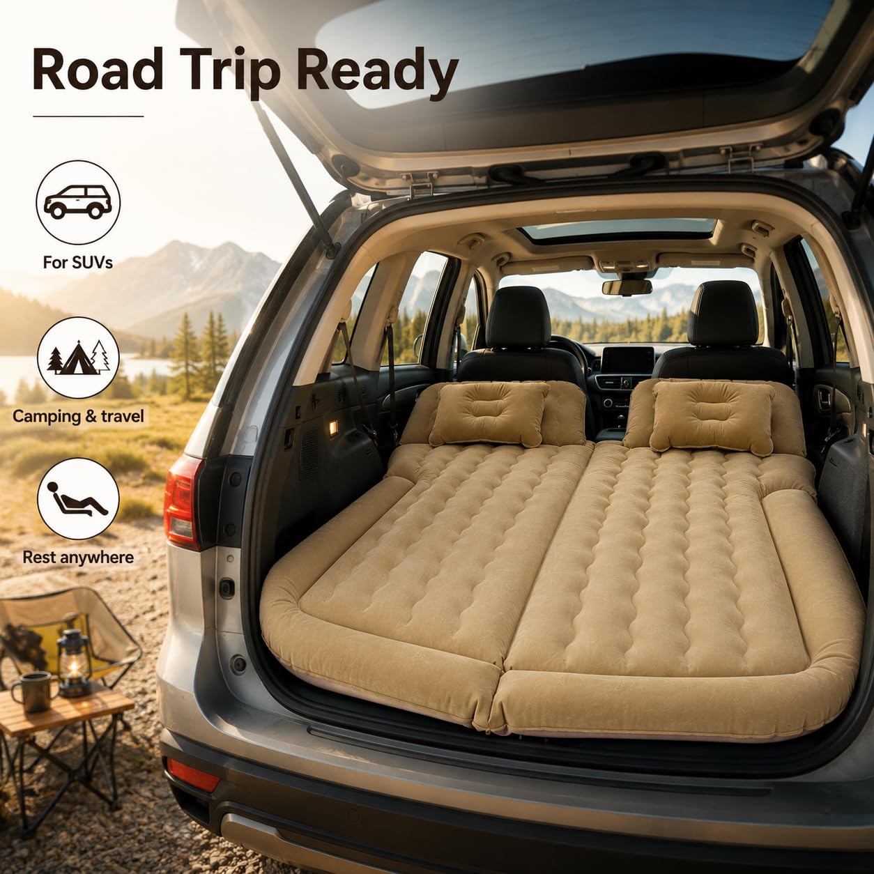 Colchón hinchable para coche SUV con bomba de 12 V, cama para asiento trasero y camping