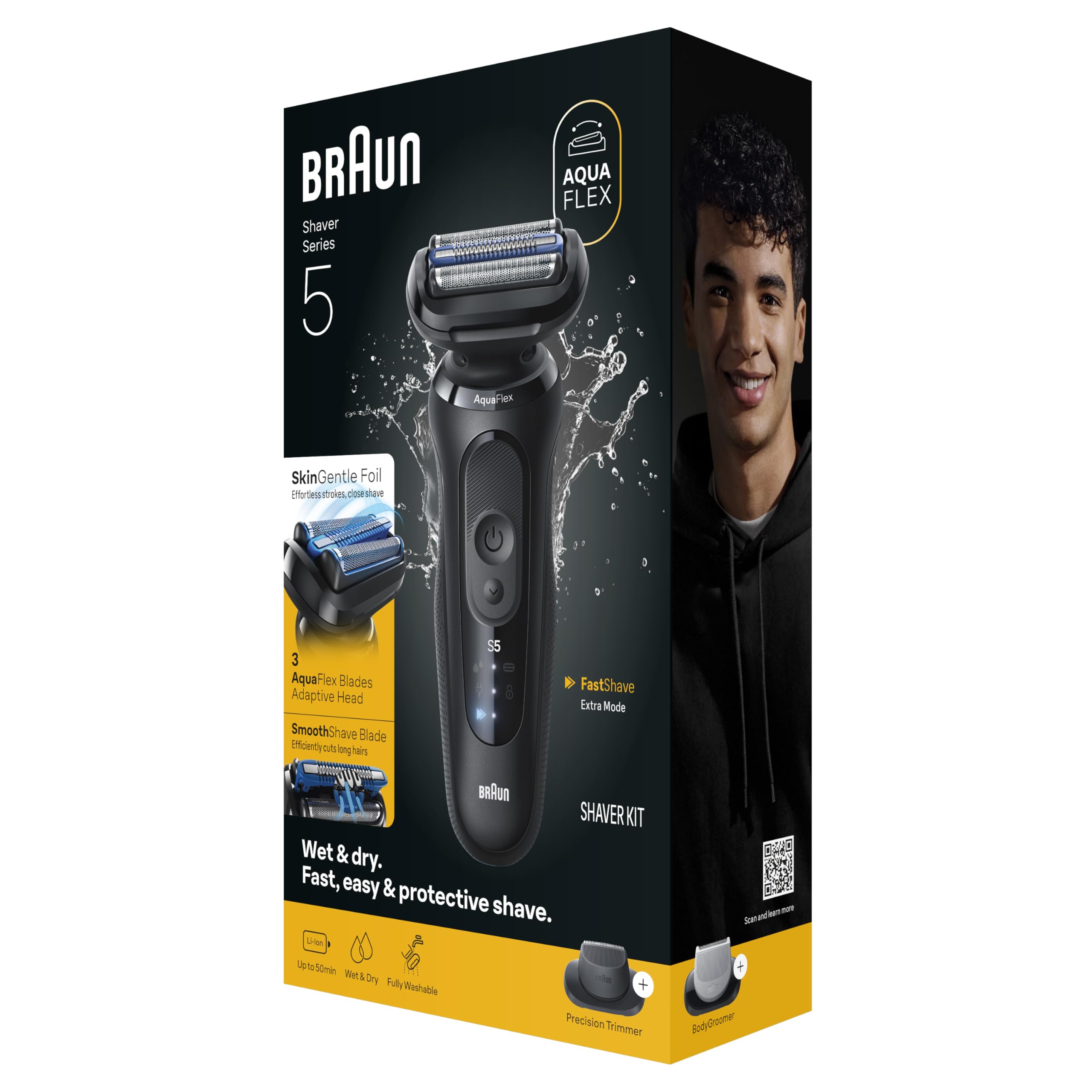 Braun Electric Razor for Men Series 5, Beard Shaver, Electric Shaver with Body Groomer and Travel Case, S5 5155cs