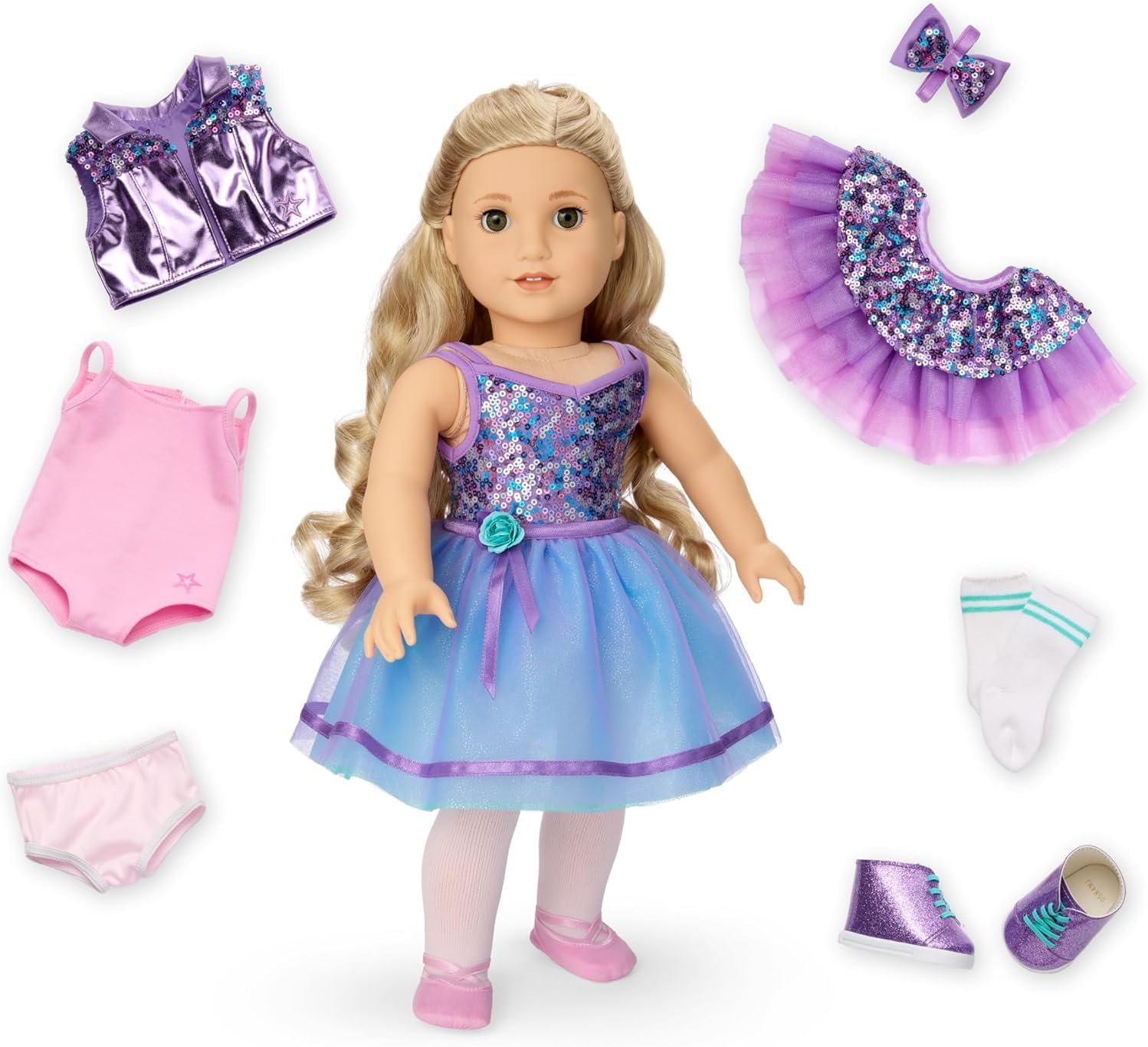 American Girl, Truly Me #125 Doll & Dance All Day Set, with Hazel Eyes, Curly Blonde Hair, Light Skin, Ages 6+