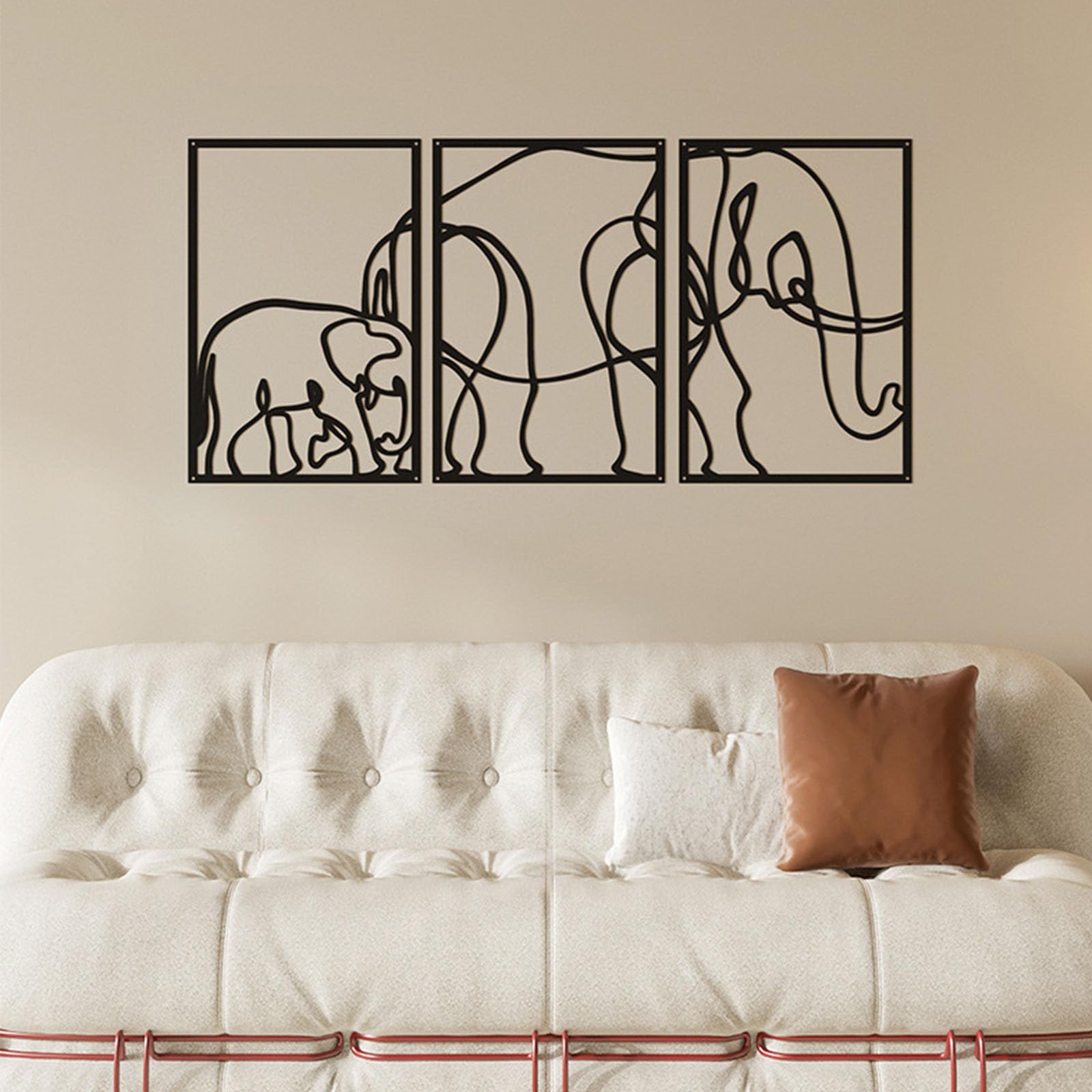 Supzldas Elephant Metal Wall Art, Metal Geometric Decor, Elephant Family Decor, Large Metal Wall Art, Metal Hangings Modern Home Office Decor
