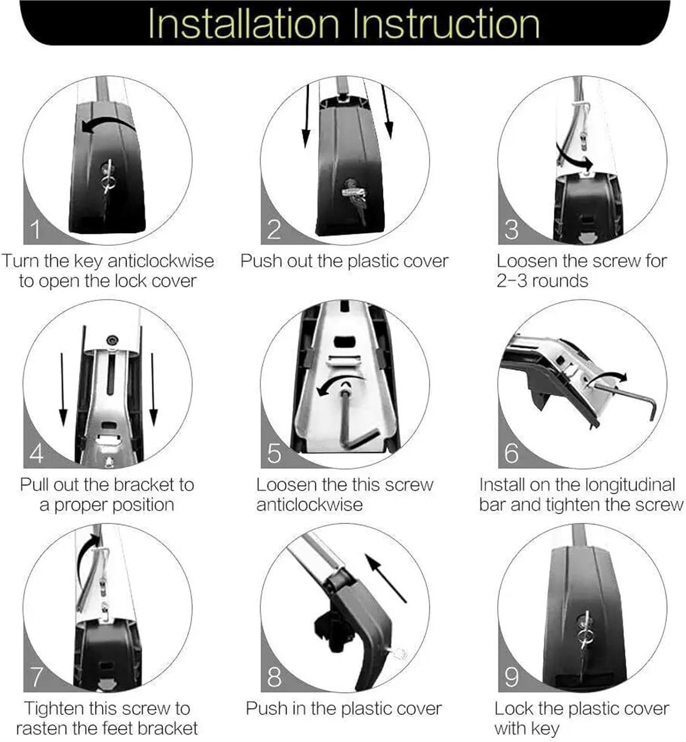 アルミ合金ルーフレールラッククロスバー ロック可能なクロスバー に