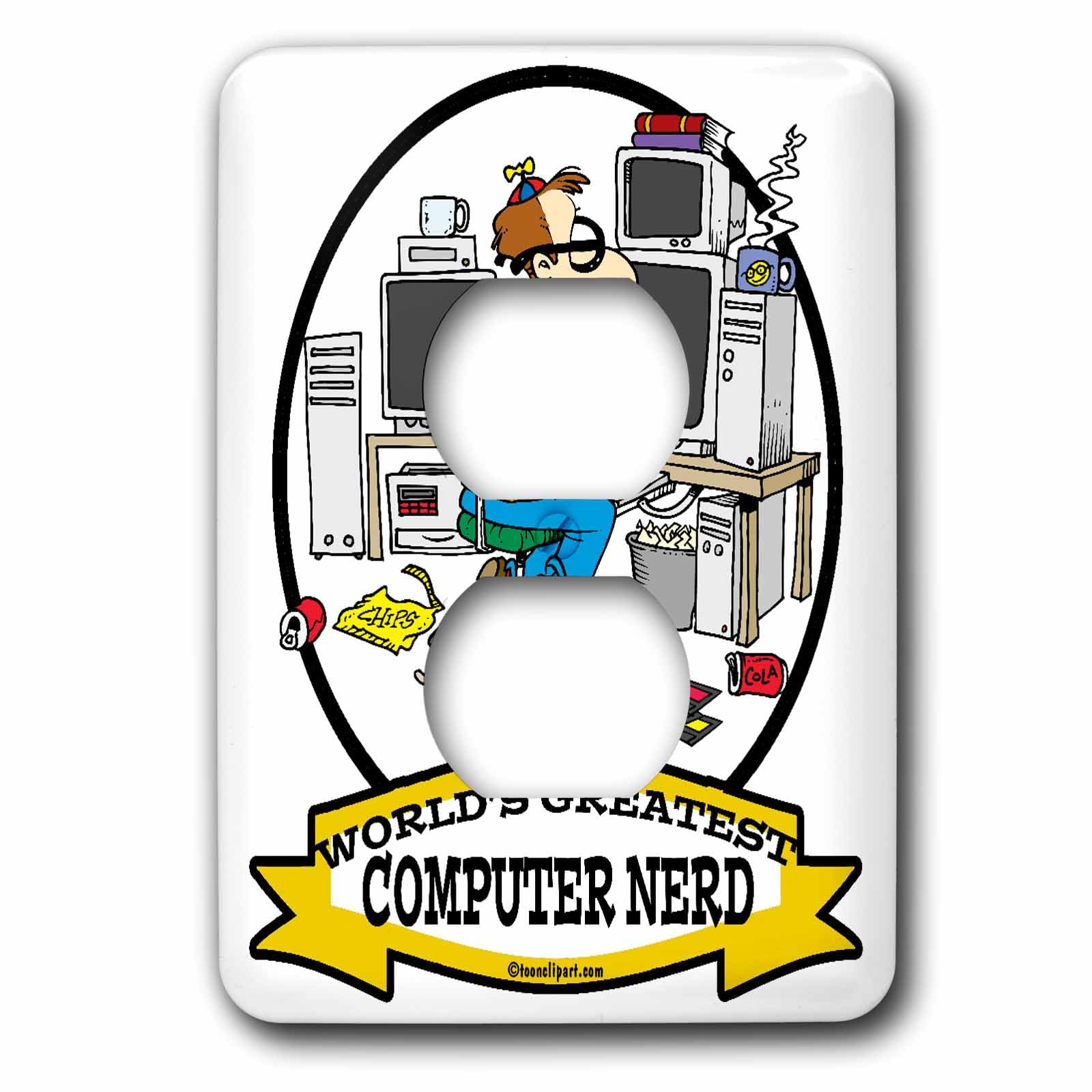 Plaque double prise Computer Nerd 3dRose pour embellir un mur de bureau