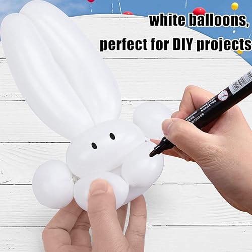 Miniatura 6 de LovesTown 150 globos largos de 260 globos de látex blanco para decoración de cumpleaños, boda, festival, fiesta