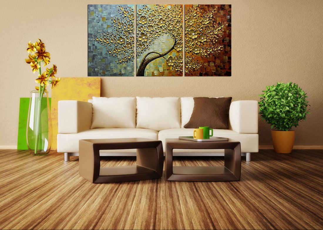 Quadro Astratto Dipinto A Mano 60x120 Cm - V-inspire, Decorazione Su Tela Per Soggiorno, Colorato