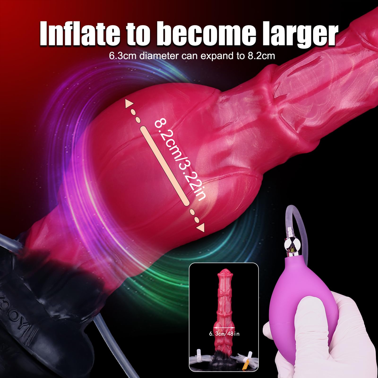 AMAZBEE Gode éjaculateur gonflable avec tube d'aspiration Base d'expansion Nœud Faux pénis Jouet sexuel pour homme prostate anale Consolador en silicone (D)