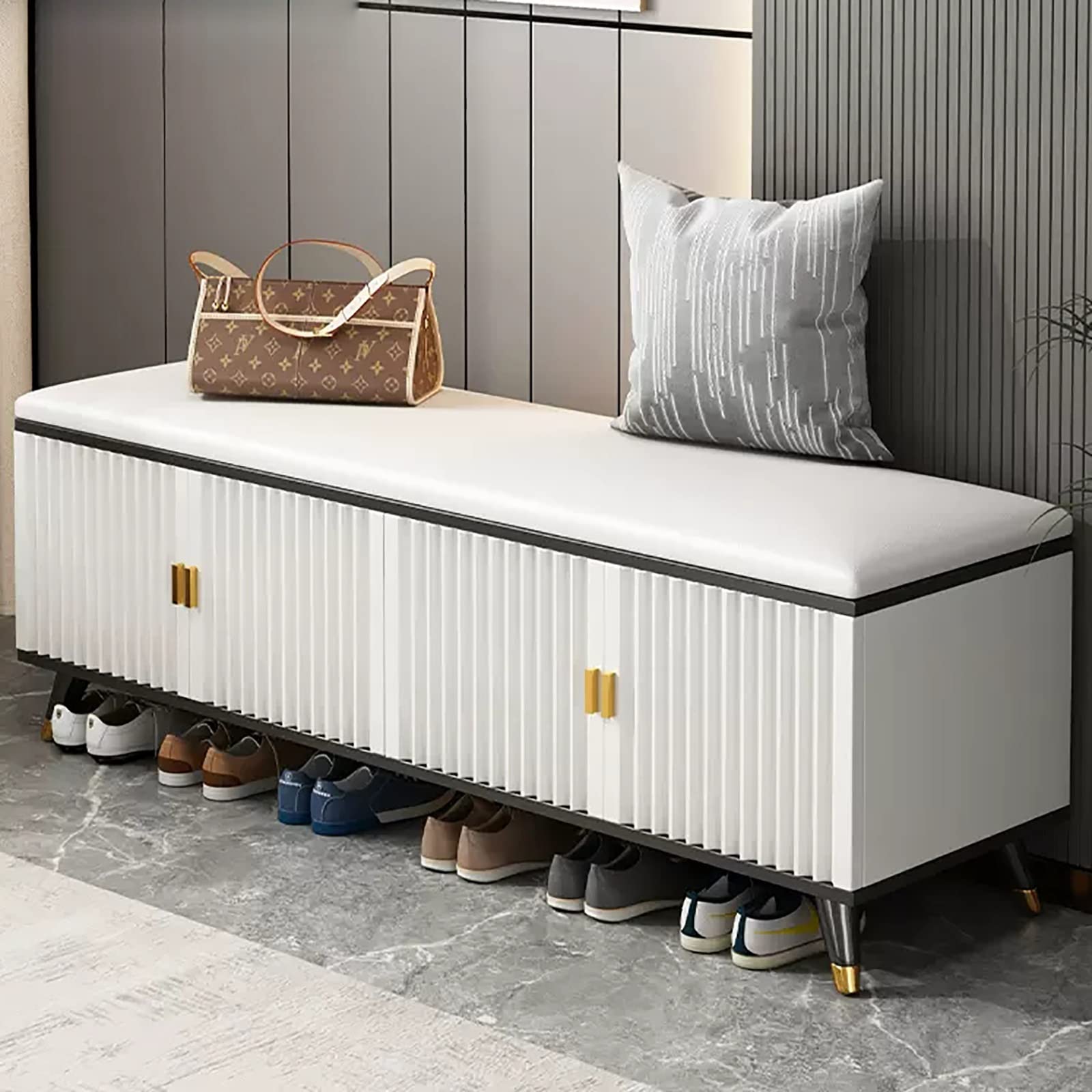 WJFTODAY Compact Shoe Storage Bench with Covers Entryway Shoe Rack Space Saving Cabinet for Neat Home Entryway Durable and Stylish Shoe Holder