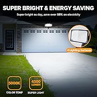 Vista 2 de UME Luces LED de seguridad de 49 W, luz con sensor de movimiento para exteriores, luz diurna de 5000 K, IP65 impermeable, del atardecer al amanecer