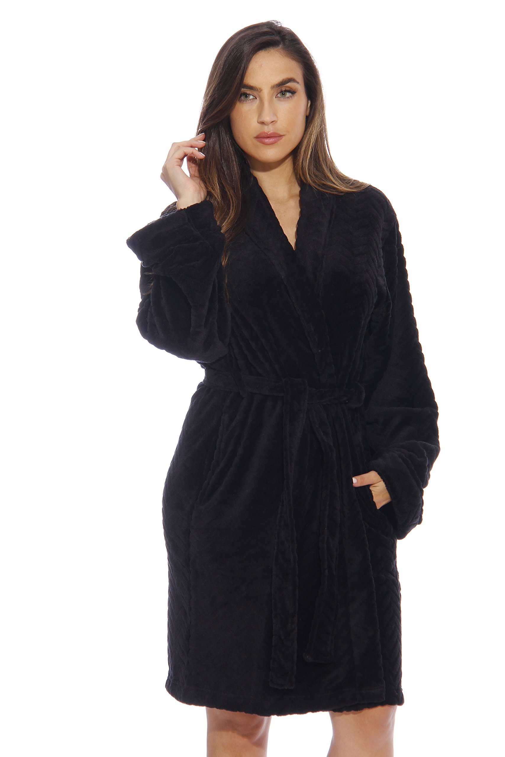 Just Love Velour Chevron Texture Bath Robes for Women