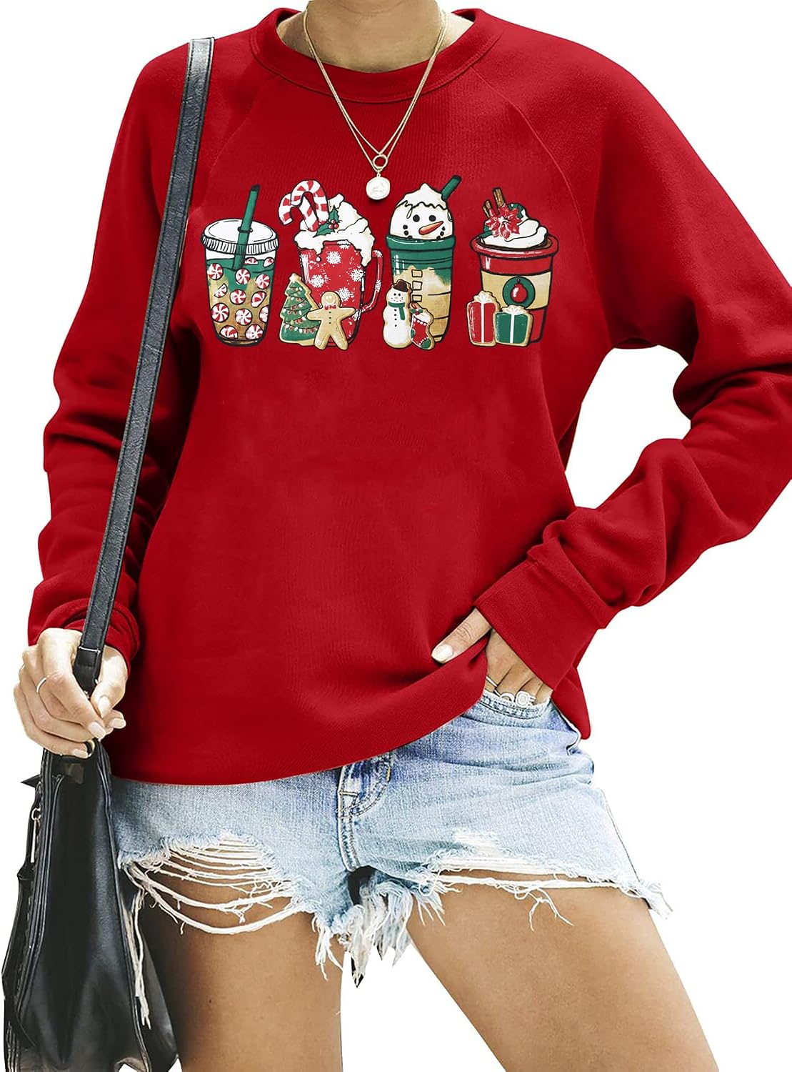 Christmas Sweatshirt for Women with Funny and Cute Ice Cream Graphic, featuring Long Sleeves perfect for Xmas Holiday, Pullover Tops Christmas Sweatshirt for Women with Funny and Cute Ice Cream Graphic, featuring Long Sleeves perfect for Xmas Holiday, Pullover Tops