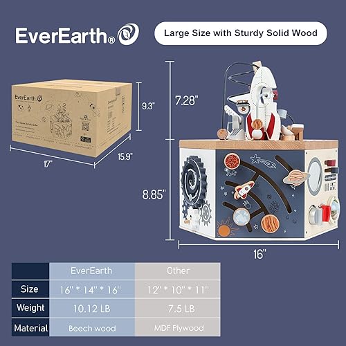 Miniatura 3 de Cubo de actividades de madera con laberinto de cuentas, cubo de actividades espaciales para niños de 1 a 3 años, multijuego, aprendizaje educativo,