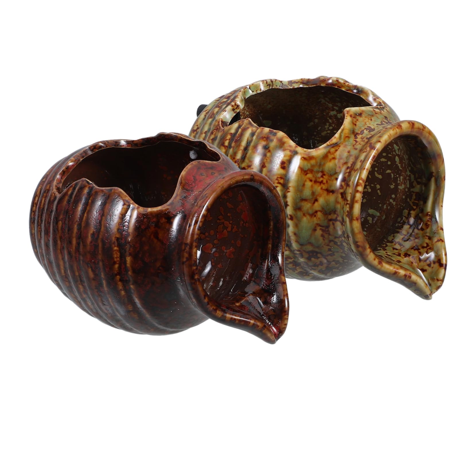 Yardenfun 2pcs Ceramic Jar Fountain Waterfall Decor for Indoor Fish Tank Outdoor Courtyard Landscape