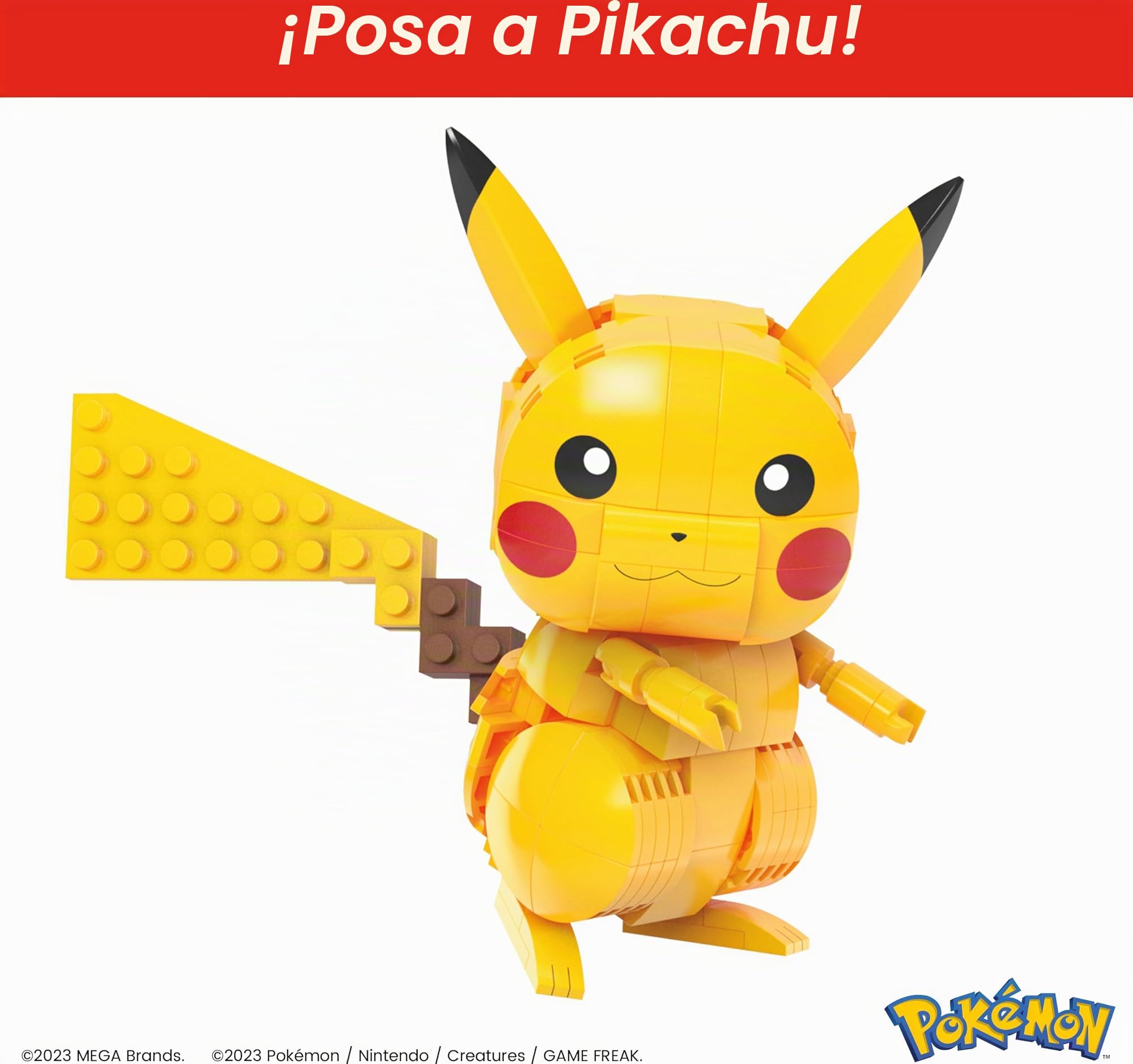 MEGA Pokemon Figura de acción juguetes de construcción para niños, Kanto Region Trio con 529 piezas, construible y articulable Pikachu Charmander Meowth