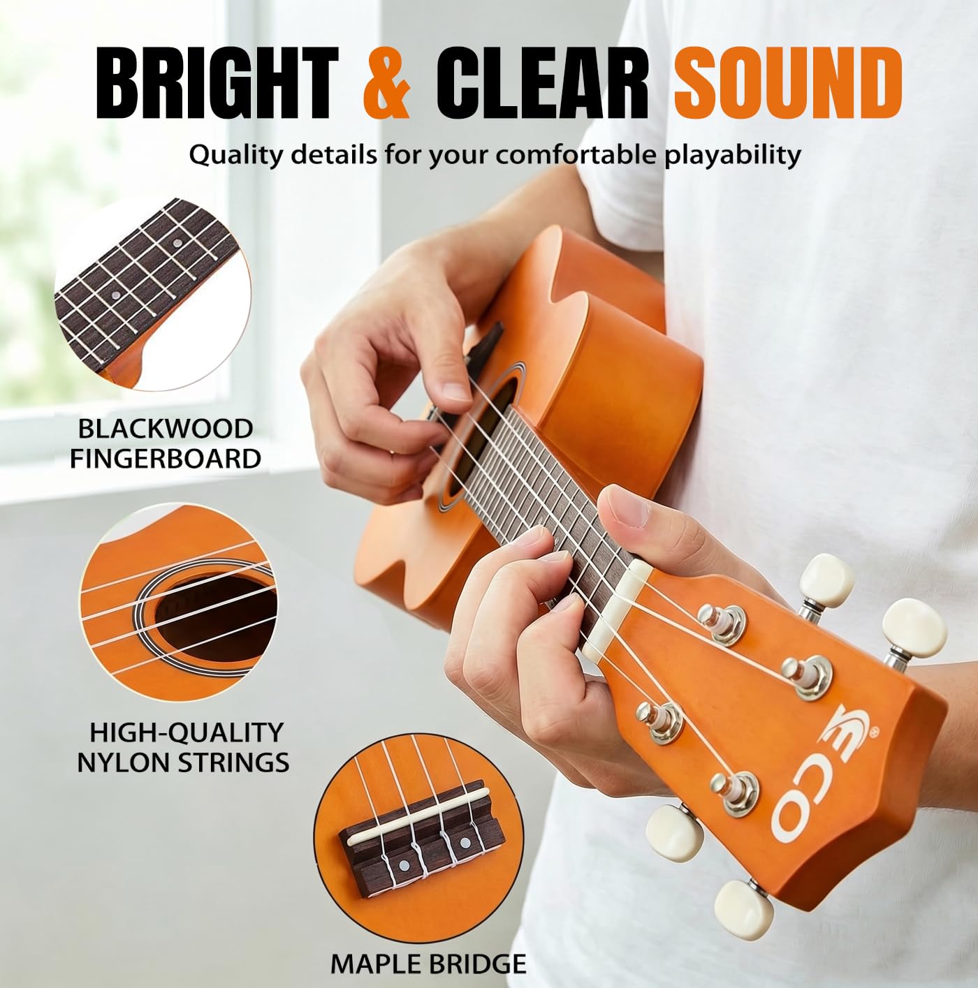 Kit per principianti di ukulele soprano per bambini e principianti, ukulele da 21 pollici con libro di canzoni, custodia, cinturino, accordatore, corde e plettri - Blu