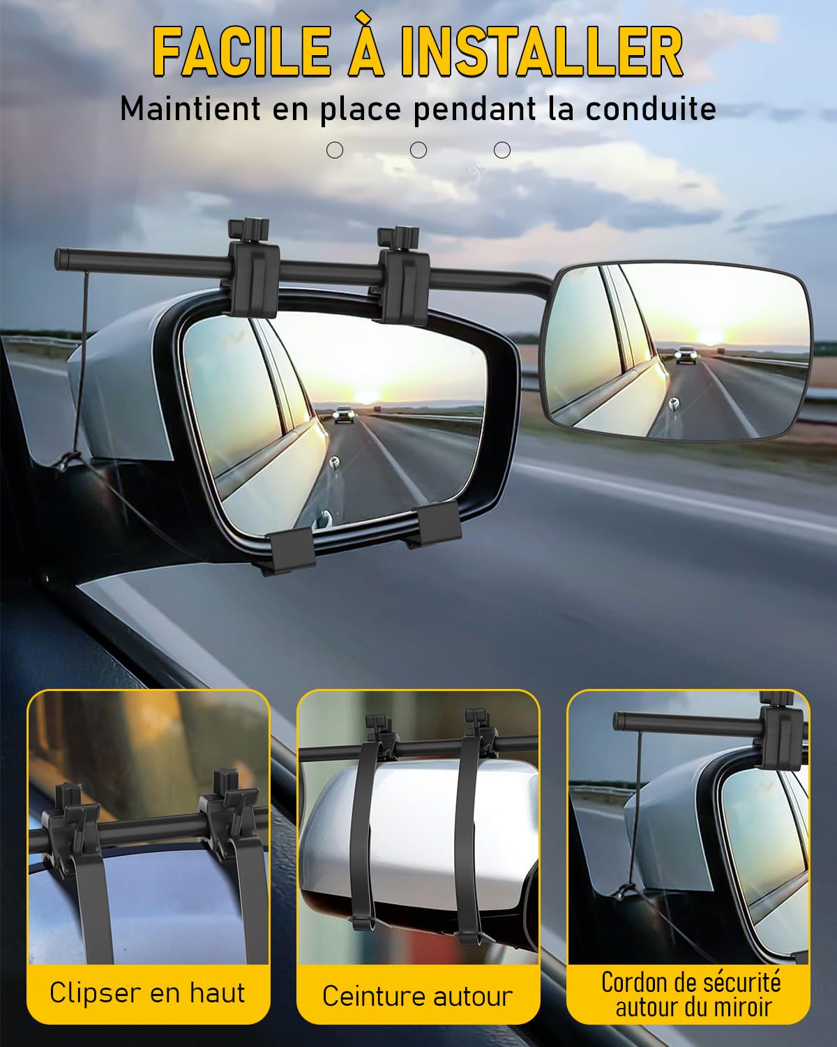 Rétroviseur caravane, Remorquage de remorque de remorque rétroviseur d'extension réglable universels pour Lot de 2 rétroviseurs remorque de voiture,caravane
