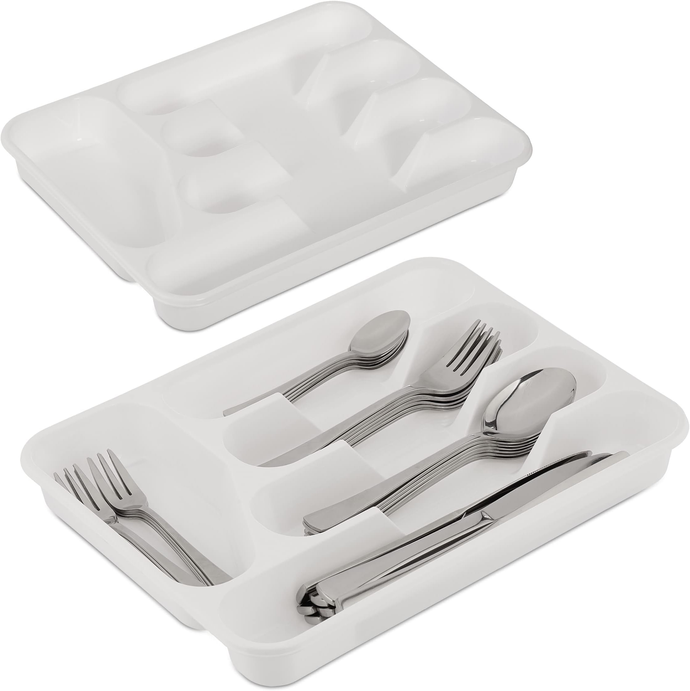 Relaxdays Bac à couverts, lot de 2, HxLxP: 4 x 24,5 x 32,5 cm, 5 Relaxdays Bac à couverts, lot de 2, HxLxP: 4 x 24,5 x 32,5 cm, 5