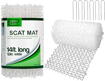 Cat Scat Mat Clear 14 ft. with 10 Staples, Anti-cat Network with Spikes Digging Stopper - Cat Deterrent Mat for Indoor and Outdoor