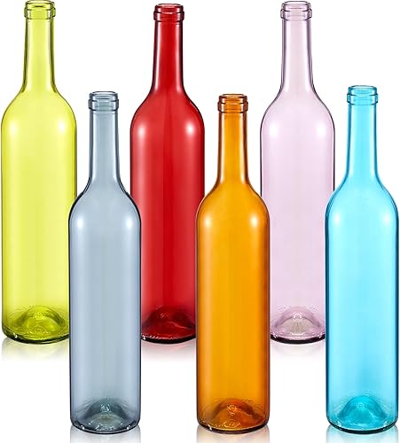 Miniatura 7 de Zhehao 12 botellas de vino de colores con capacidad de 25.4 fl oz, botellas de vidrio de colores, botellas de vino vacías, botella de vidrio