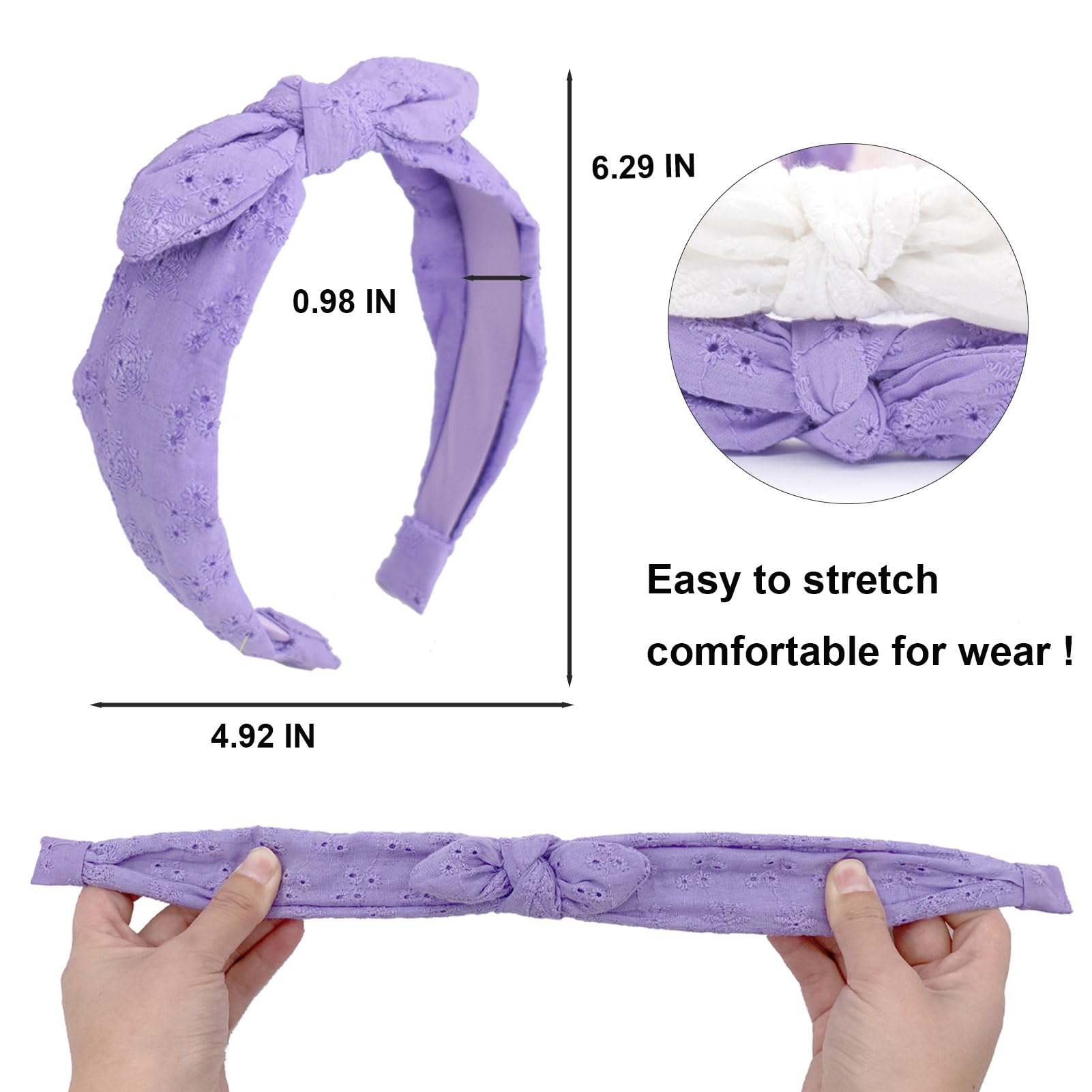 Diademas de lazo para niñas y niños, diadema fina con lazo, accesorios para el cabello, diadema anudada a la moda, antideslizante, para niños pequeños (morado/blanco, 2 unidades)