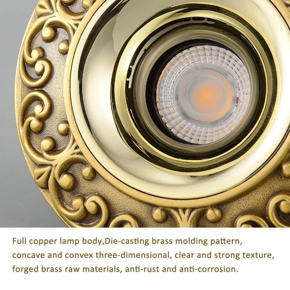 Confezione da 9,6W-14W LED Plafoniera in Ottone Spazzolato Faretto da Incasso a soffitto a bulbo oculare da 3 Pollici Luci con Motivo Squisito, Senza sfarfallio (Colore: 6w, Dimensioni: Luce Neutra)