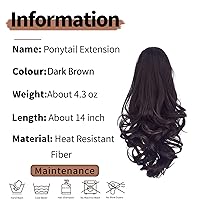 Vista 3 de Extensión de cola de caballo con clip de garra de 14 pulgadas de largo, lacio, natural, sueltas, extensiones de cola de caballo falsas, extensiones