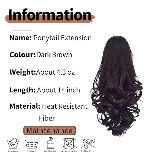 Miniatura 3 de LVLUOHAO Extensión de cola de caballo con clip de garra, extensión de cabello de 14 pulgadas, corto, natural, ondulado, rizado, suelto, colas de