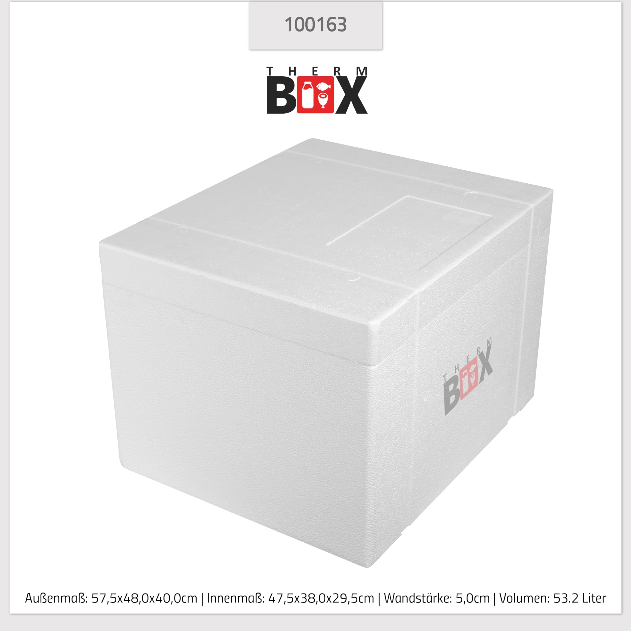 THERM BOX XXL Styrofoam Box, 61 Litres, Thermal Box for Food and Beverages, Polystyrene Food Warmer (Outside 59.5 x 39.5 x 40 cm) Reusable