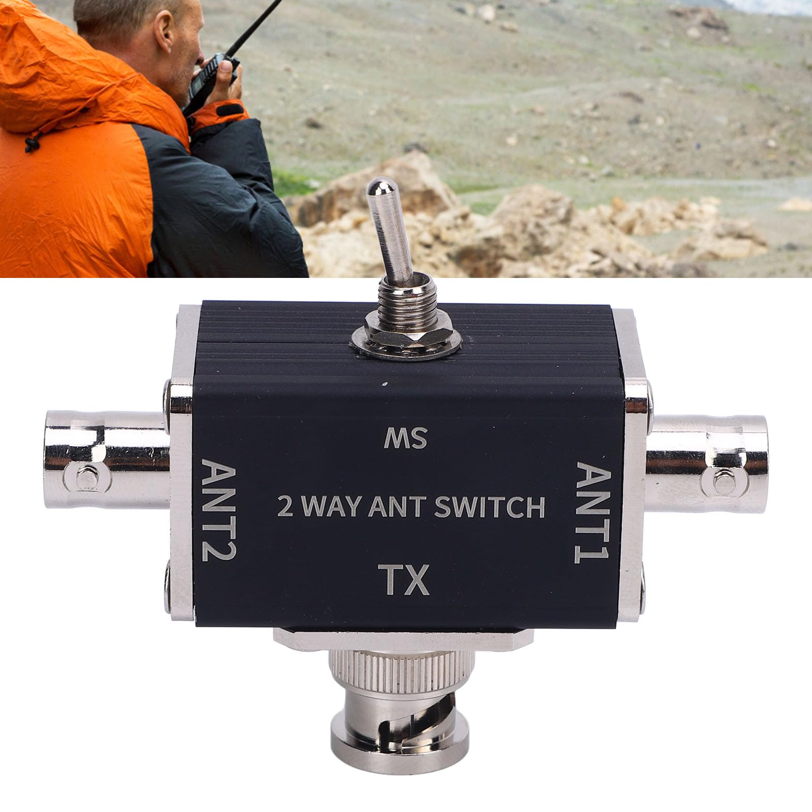Continción Coaxial de Antena de Jamón CB 2 Formas, Conmutación Coaxial de 2 Posición con Conector BNC 100W 1 a 30MHz Rango, 1 Entrada 2 Salida
