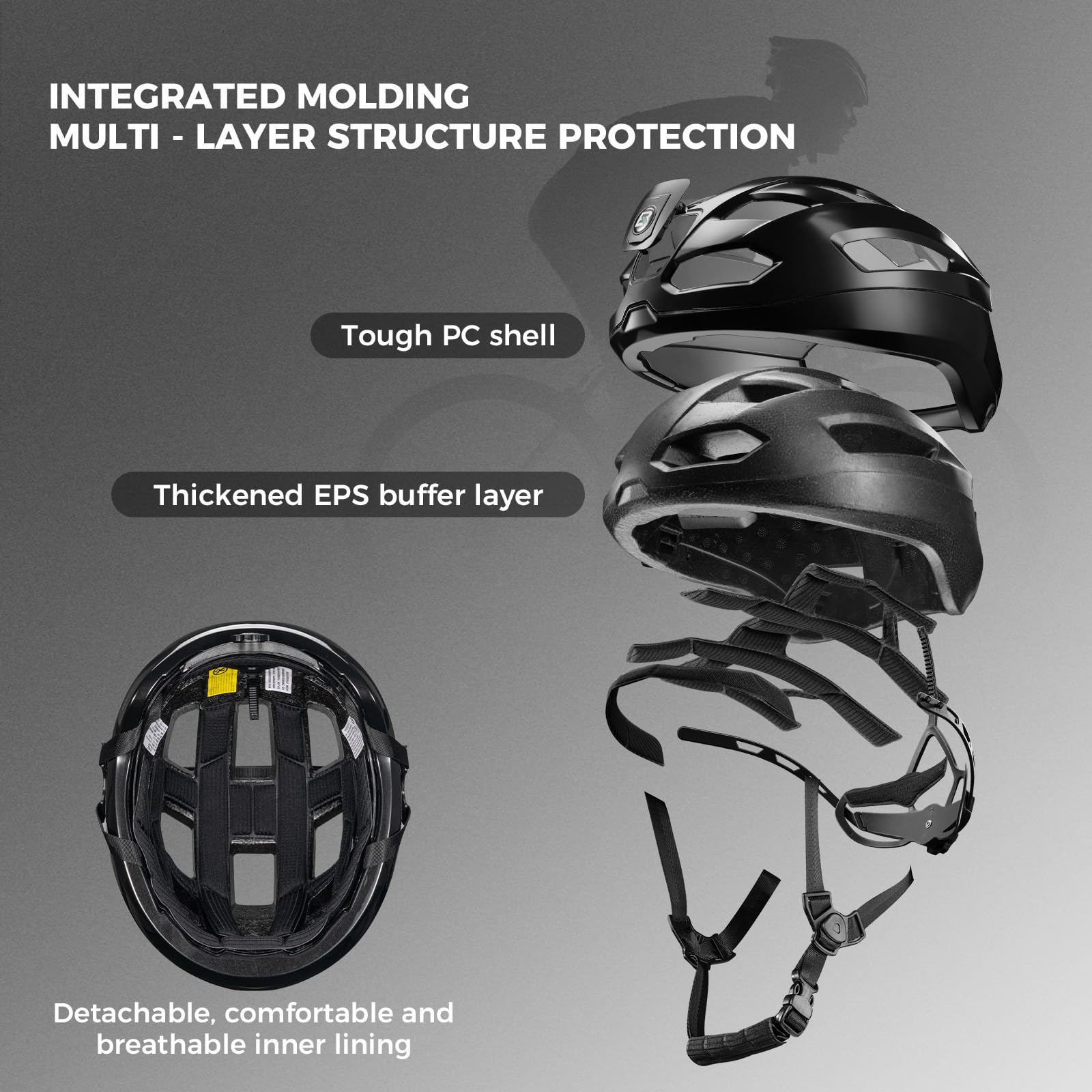 ROCKBROS Casco da Bicicletta con Luce LED Anteriori e Posteriori Uomo Donna | con Telecomando, Indicatori di Direzione Intelligenti, Casco Ciclismo per Bici da Corsa MTB, Regolabile 58-60cm