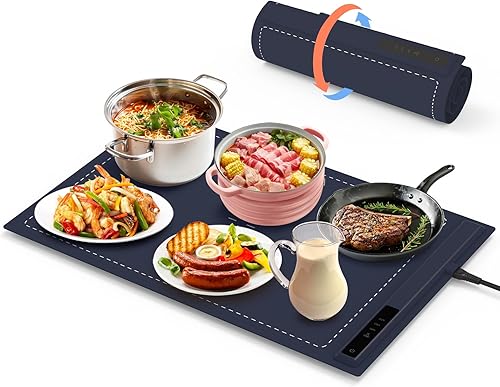 Bandeja de calentamiento eléctrica, 3 modos y calefacción de superficie completa, enrollable y portátil, nanomaterial de silicona de alta calidad, 3