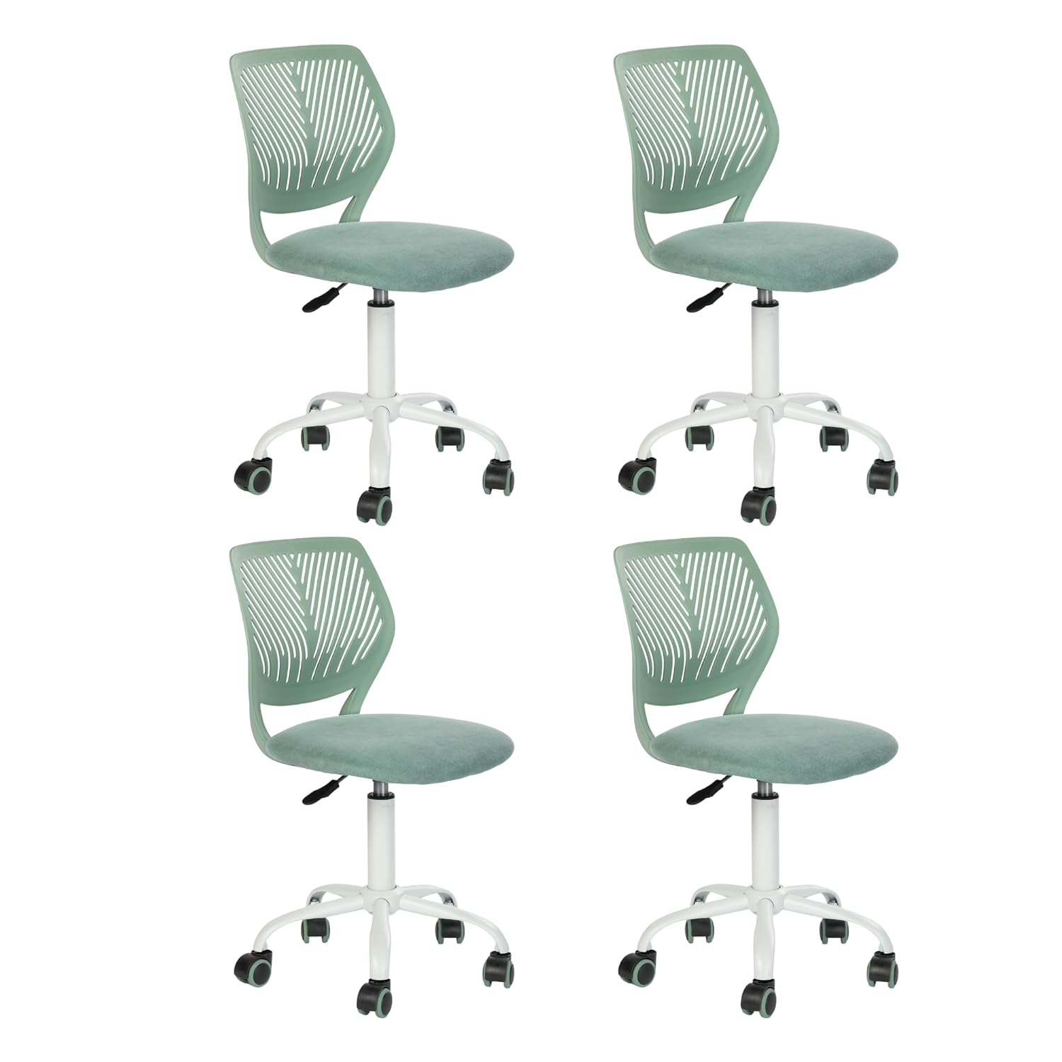 Armless Home Office Desk Chair Colorful Task Chair with Soft Mesh Padded Cushion Height Adjustable Swivel Study Computer