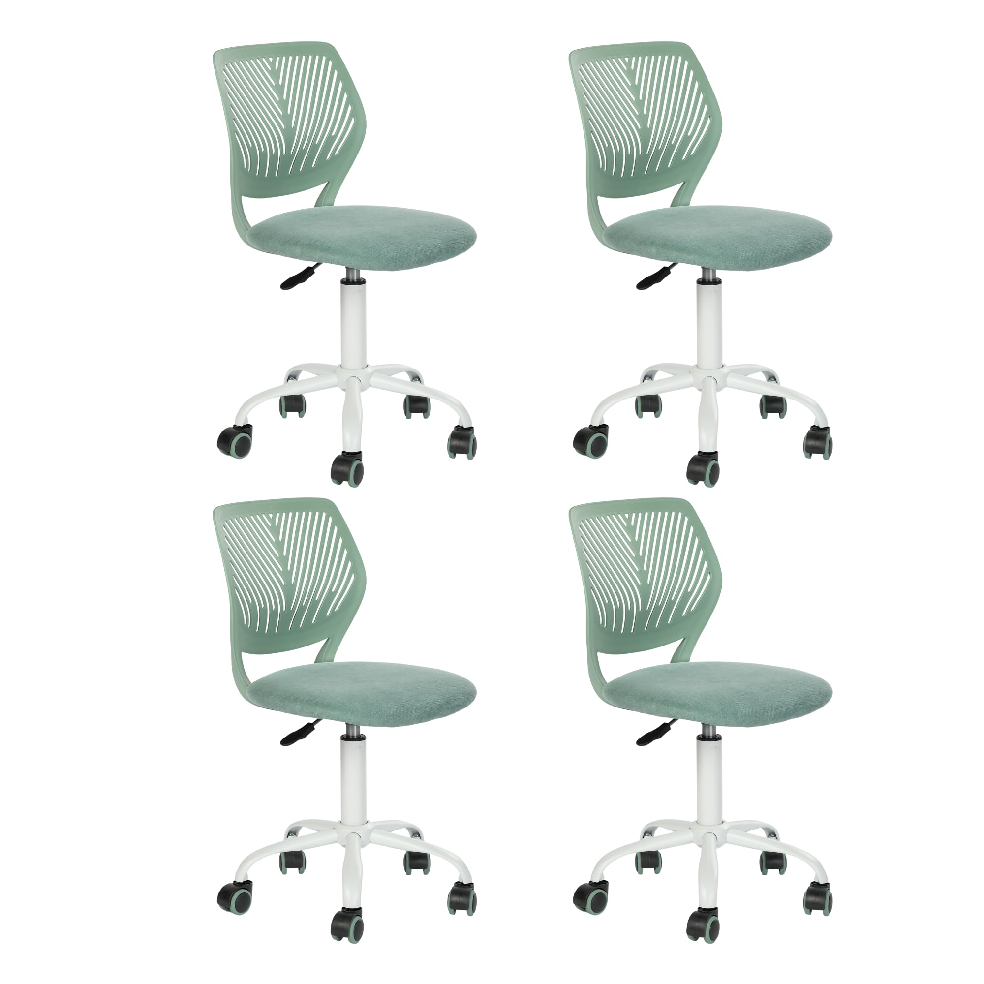 Armless Home Office Desk Chair Colorful Task Chair with Soft Mesh Padded Cushion Height Adjustable Swivel Study Computer