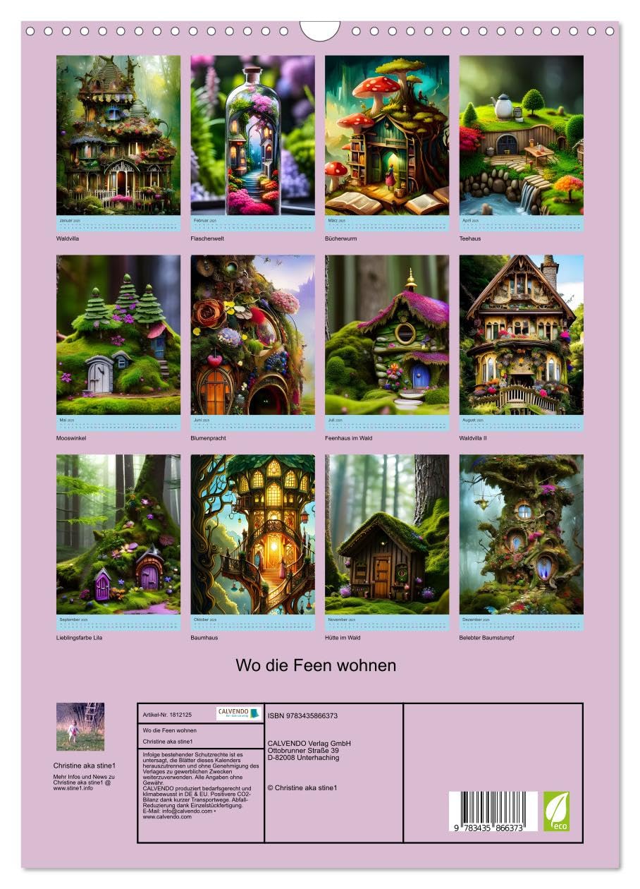 Wo die Feen wohnen (Wandkalender 2025 DIN A3 hoch), CALVENDO Monatskalender: Fantasy-Architektur aus der KI (CALVENDO Kunst)