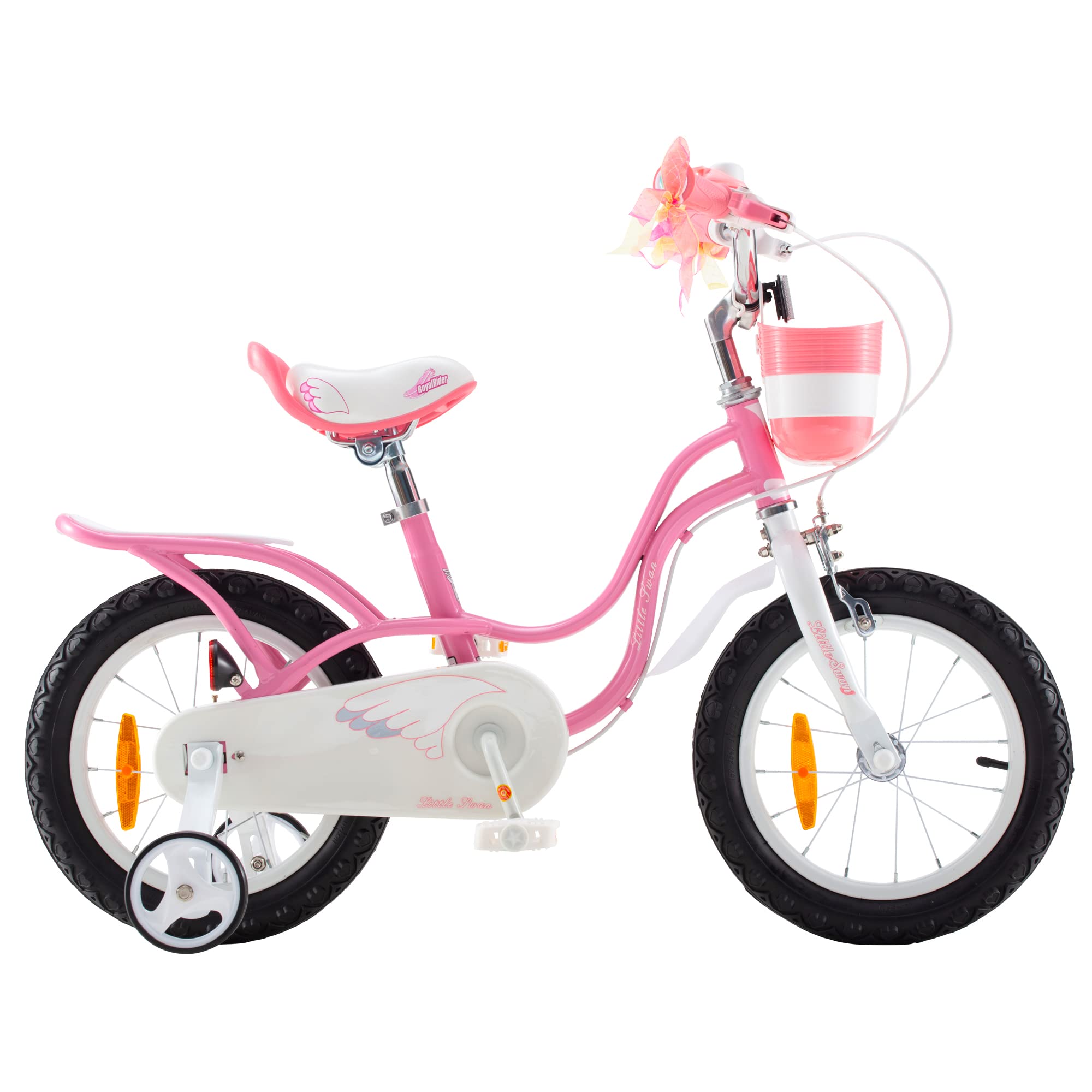 RoyalBaby Little Swan Bicicleta Infantil para niña, Ruedas estabilizadoras, 12, 14, 16, 18 Pulgadas, a Partir de 3-10 años, Color Rosa