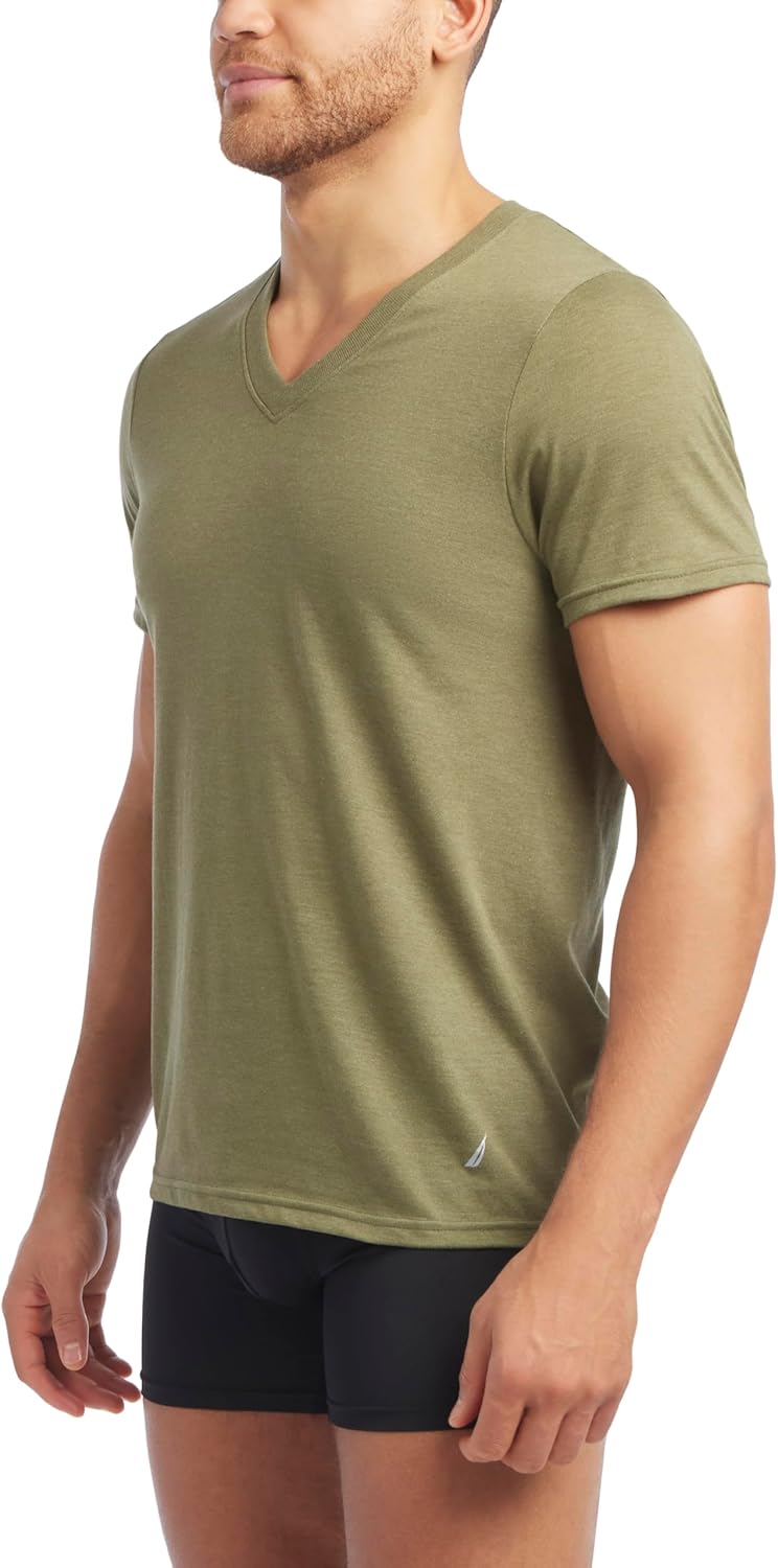 Nautica Men's 3-Pack Heathered Cotton Stretch V-Neck T-Shirts - Image 3