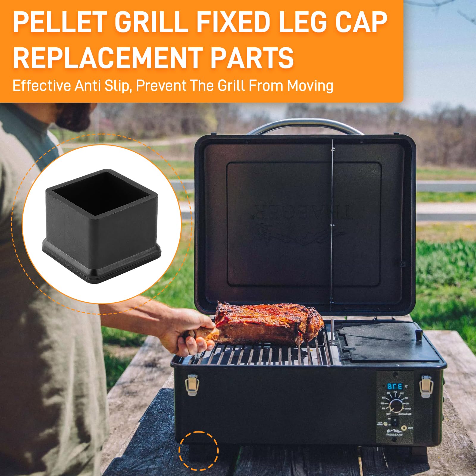 4 tapas de patas portátiles para parrilla de pellets, piezas de repuesto para parrilla de pellets para parrillas de pellets Traeger Ranger Scout PTG 5