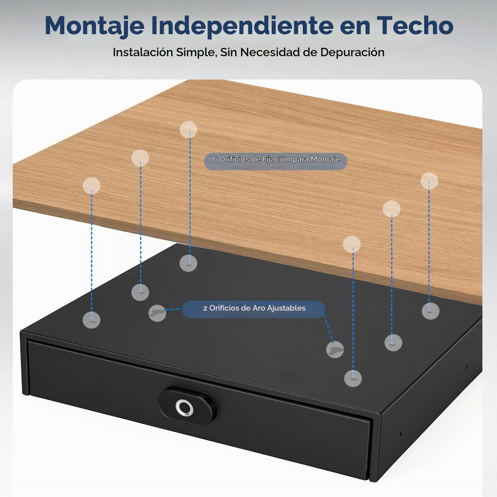 Caja Fuerte Camufladas con Huella Dactilar y Cajón Oculto USB-C | Caja Huella Dactilar de 35 × 28 × 7 cm, Cierre Automático y Guías Silenciosas para Escritorio, Armario, Oficina y Hotel