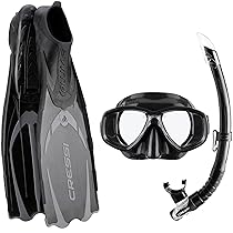 Cressi Pluma Bag, Set per Immersioni, Apnea e Snorkeling Unisex Adulto, Nero, Argento, 37, 38 EU